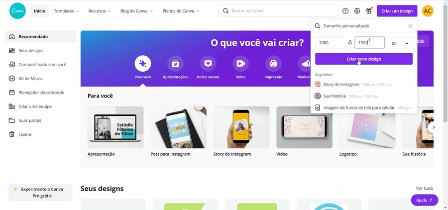 Criar cartão de identificação online - Canva