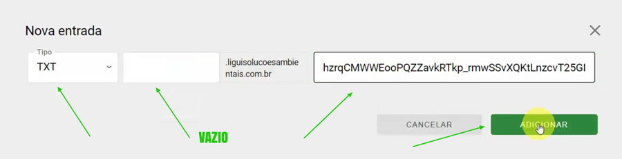 Entrada TXT - configuração