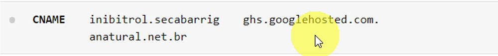 Configurações subdomínio Google Sites