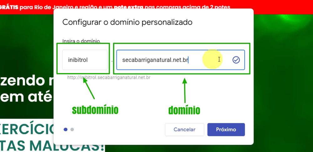 Subdomínio + Domínio no Google Sites