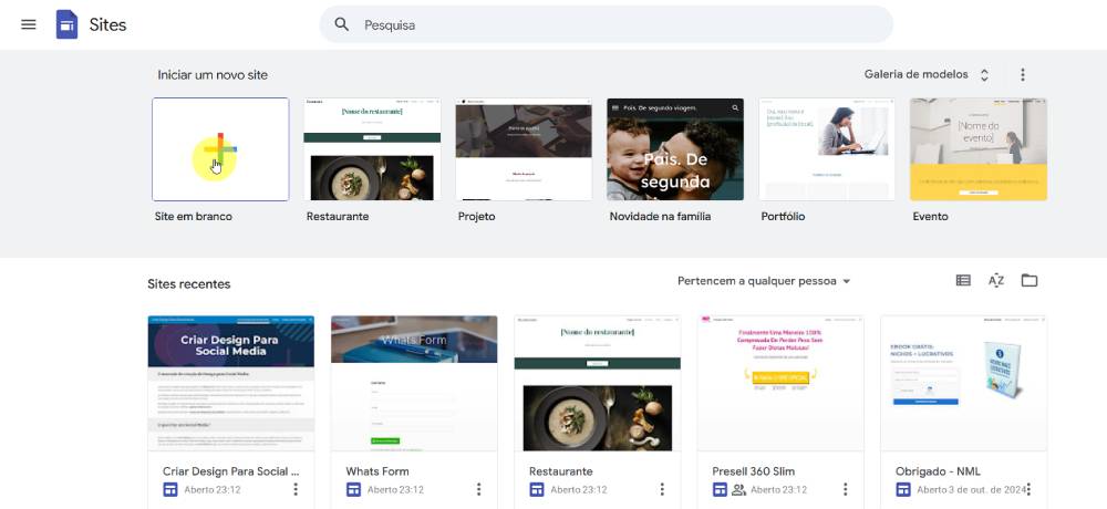 Criar Novo Site