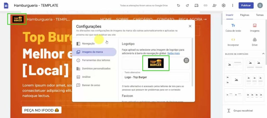 Logo no Google Sites