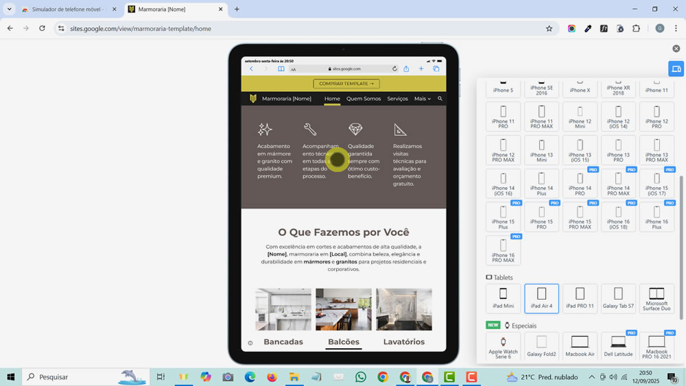 Tablet - Como Testar Site Responsivo