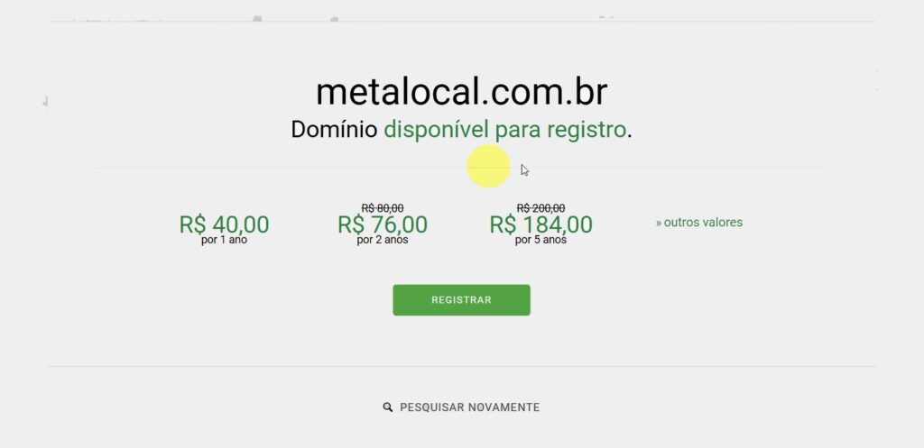 Domínio valores - Registro BR